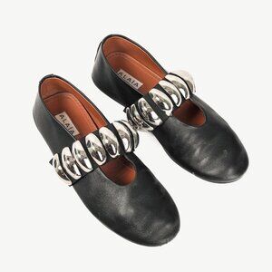 Alaia Noir Lambskin Mary-Jane Ballerina Flats Tribale